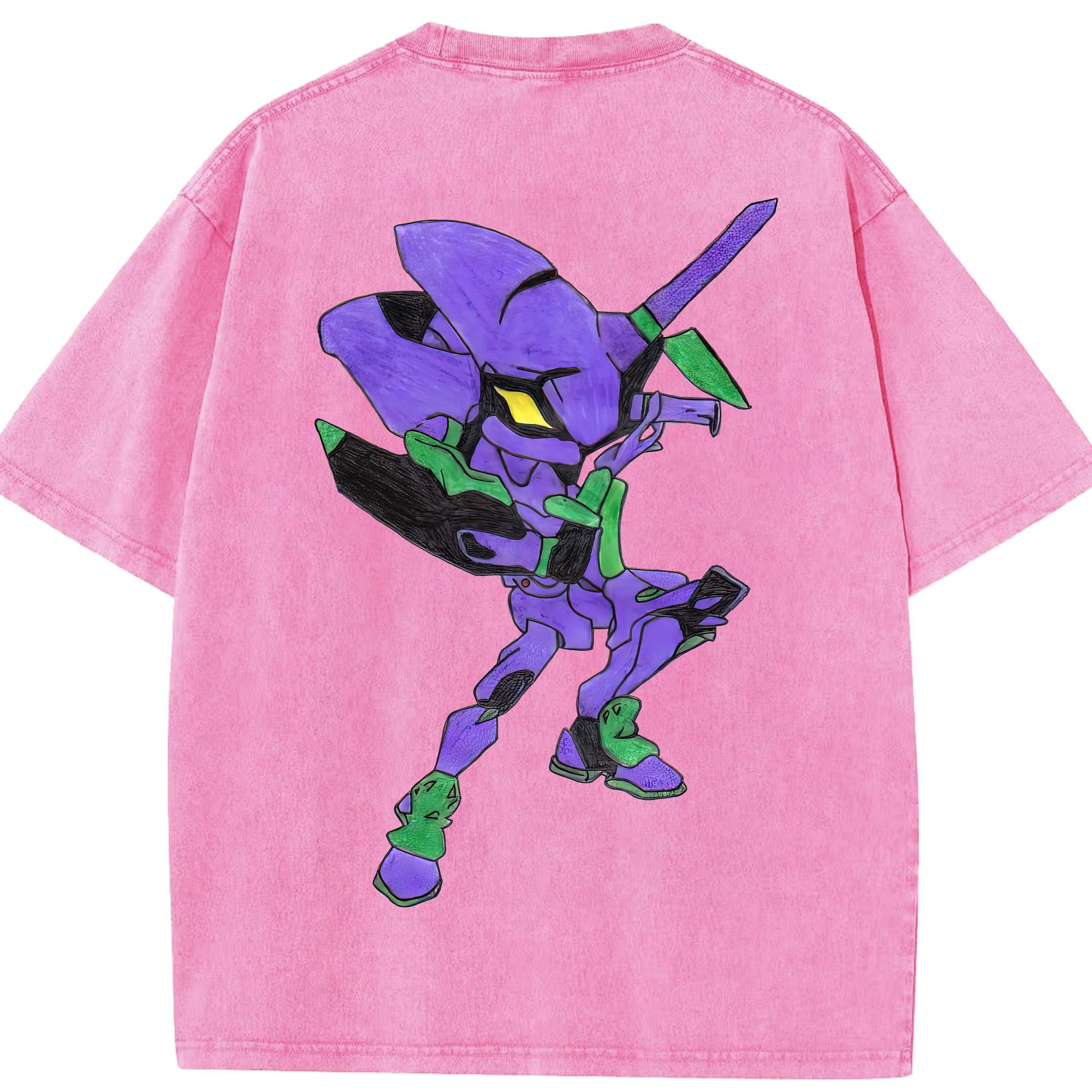（画像用） EVA 新世紀エヴァンゲリオン 綿100% ヴィンテージ風 半袖Tシャツ（背面プリント）